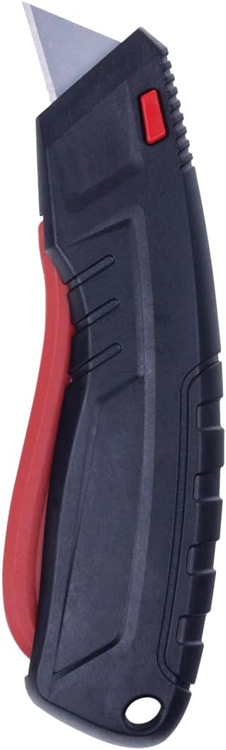 Sicherheitsmesser mit Klingeneinzug und Lock-Funktion, Schwarz-Rot