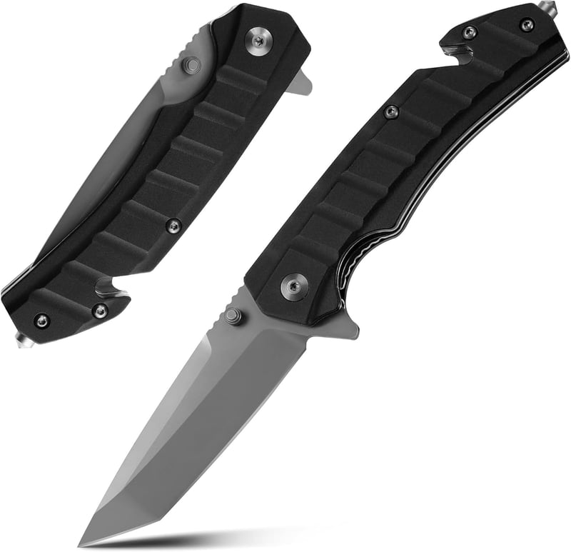 Swiss+Tech Klappmesser mit Taschenclip, Glasbrecher und Gurtschneider für Camping und Jagd