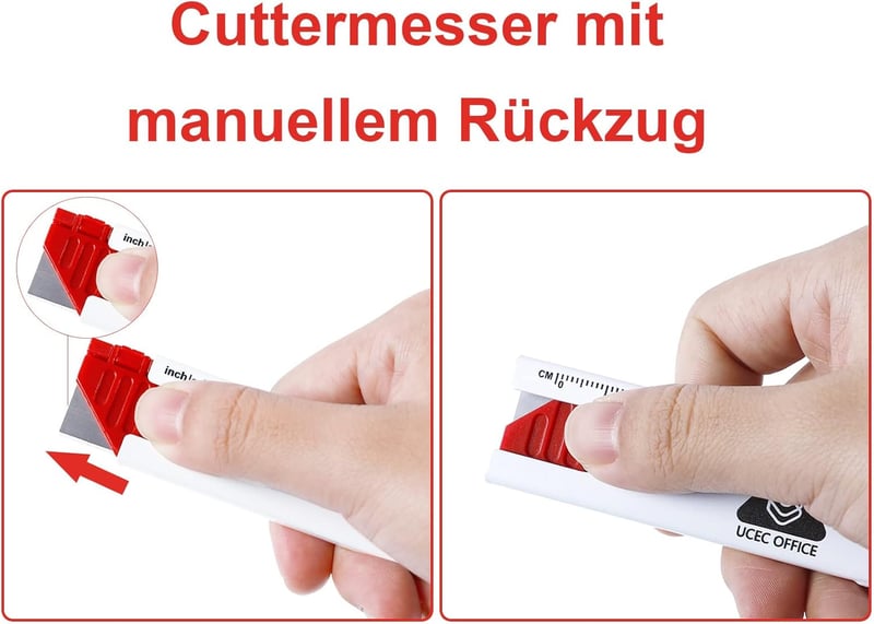 UCEC Mini Sicherheitsmesser 18MM mit 20 Ersatzklingen für Büro und Zuhause