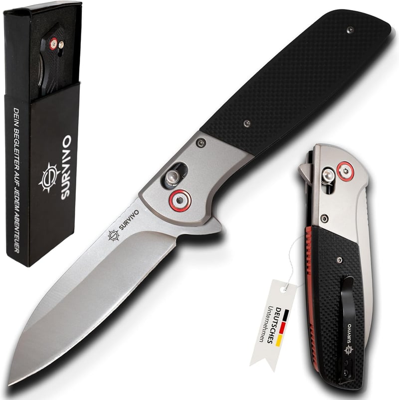 SURVIVO SK1 D2-Stahl Klappmesser mit Titan-Beschichtung – Outdoor EDC