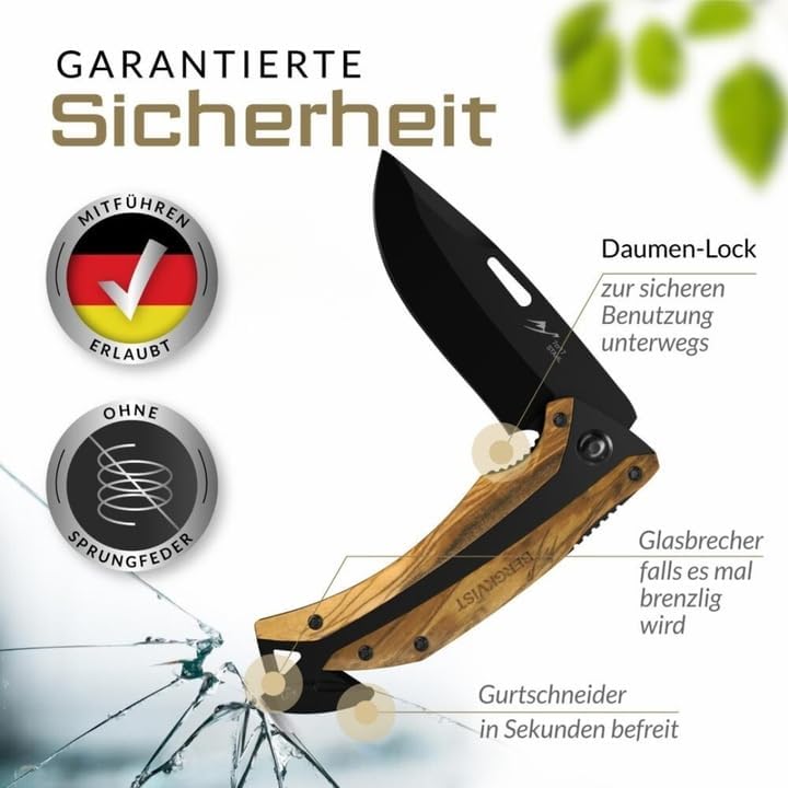 Bergkvist K30 Tiger Klappmesser mit Glasbrecher und Gurtschneider