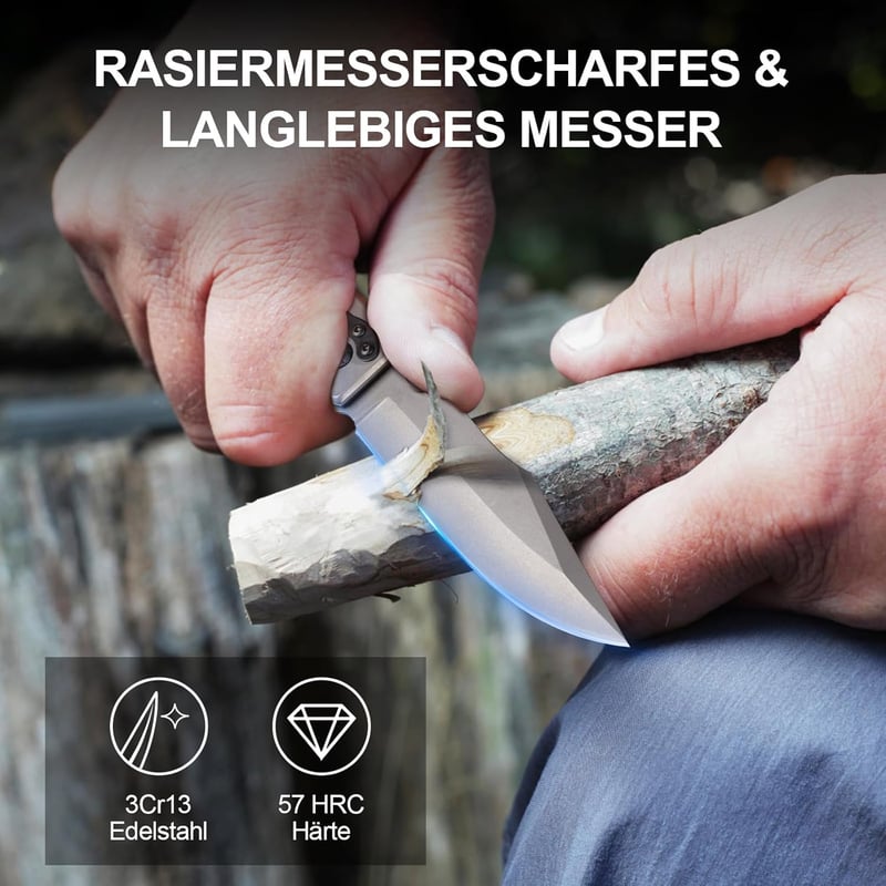 Tragbares Edelstahl-Taschenmesser mit rutschfester Grifffläche für Männer