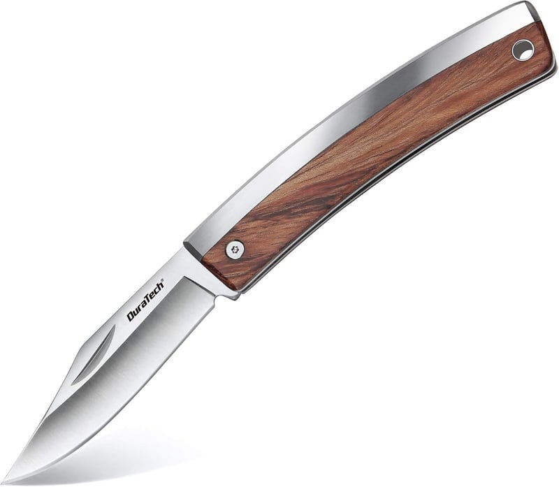 DURATECH Klappmesser aus Edelstahl mit Holzgriff für Camping & Outdoor