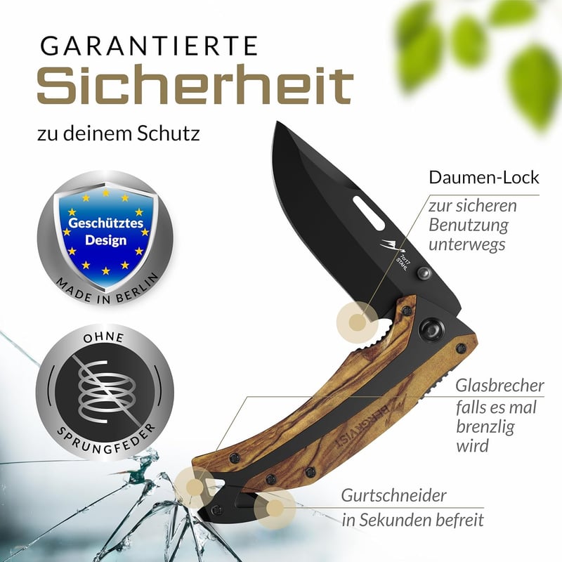 Bergkvist K29 Taschenmesser aus Echtholz für Outdoor & Camping, Bronze A' Design Award 2021