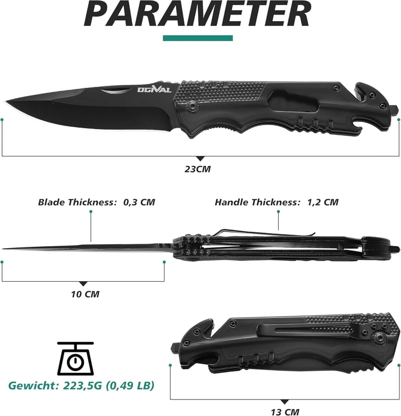 Multifunktionales Taschenmesser mit Edelstahlgriff und Nylonhülle für Outdoor-Aktivitäten