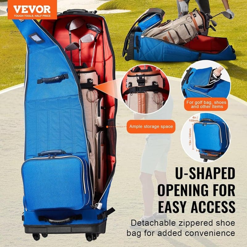 Tragbare Golfwagentasche aus wasserdichtem 1200D-Polyester, Blau
