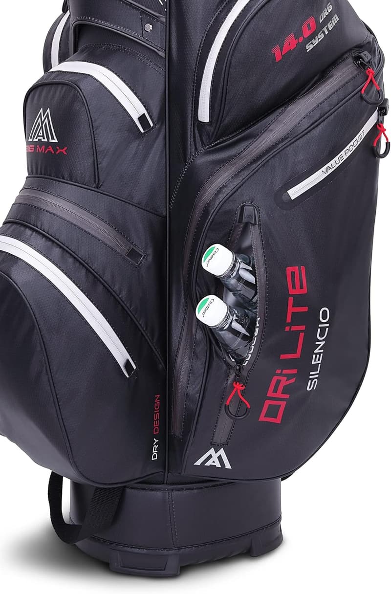 Wasserabweisende Golftasche Big Max Dri Lite Silencio 2 in Charcoal/White/Red