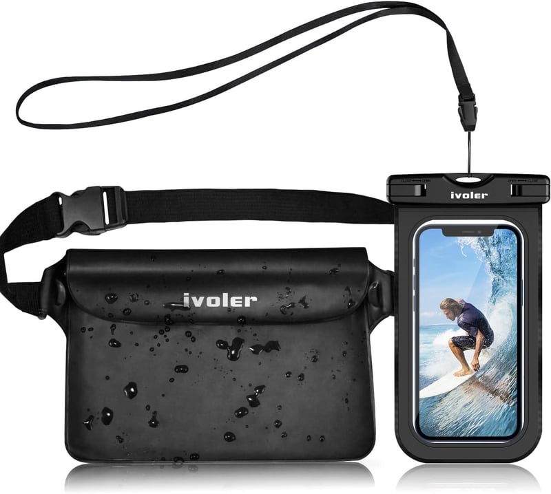 Wasserdichte Bauchtasche mit Handyhülle für Strand & Wassersport (schwarz)