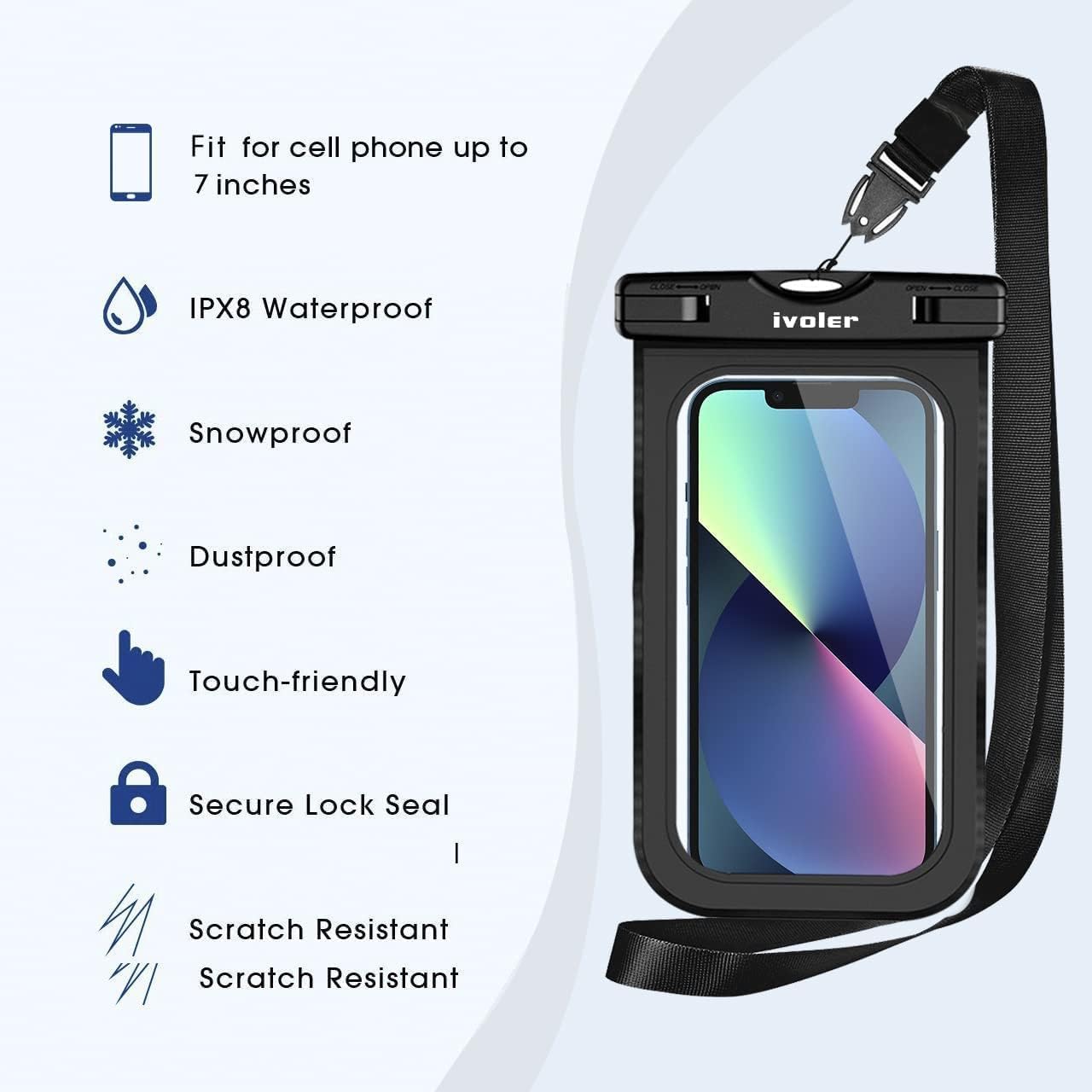 Wasserdichte Bauchtasche mit Handyhülle für Strand & Wassersport (schwarz)