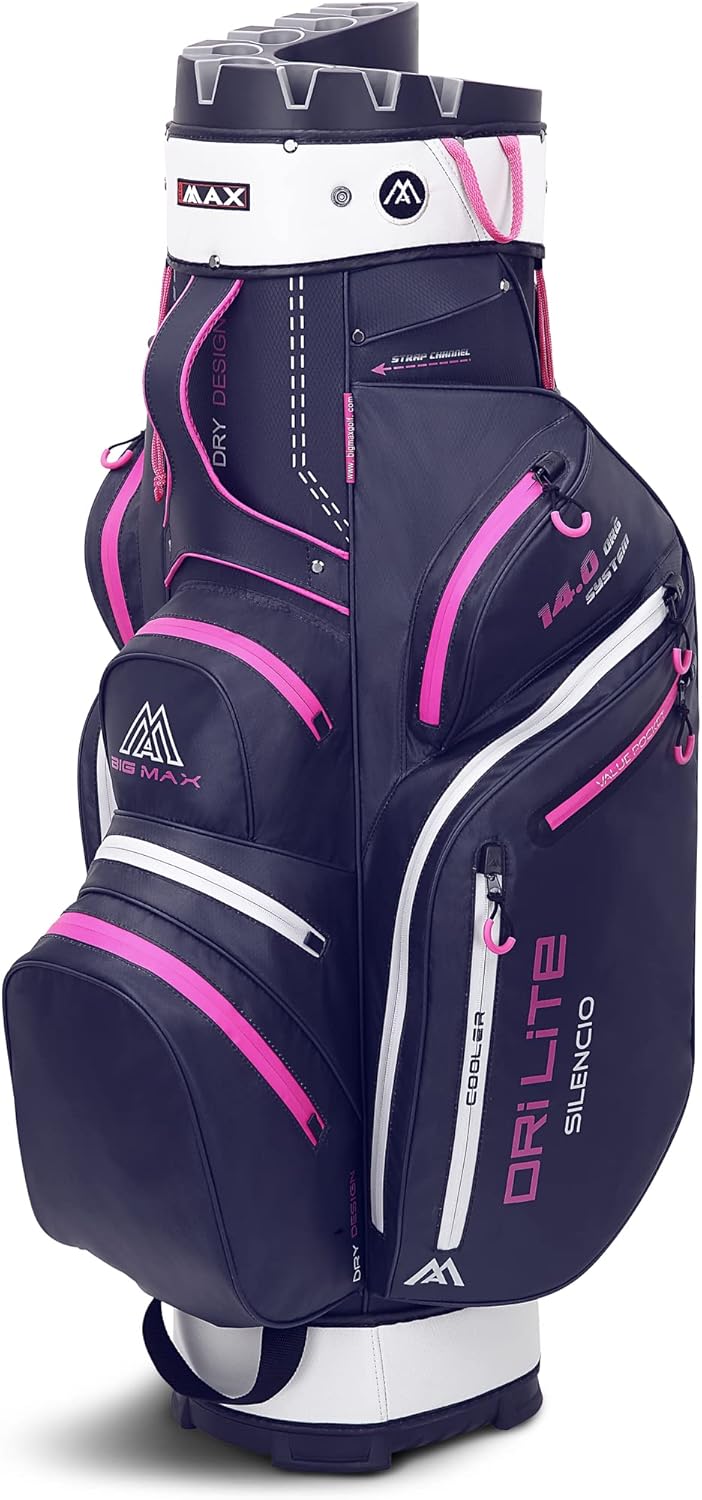 Wasserabweisende Golftasche Big Max Dri Lite Silencio 2 - stahlblau/pink
