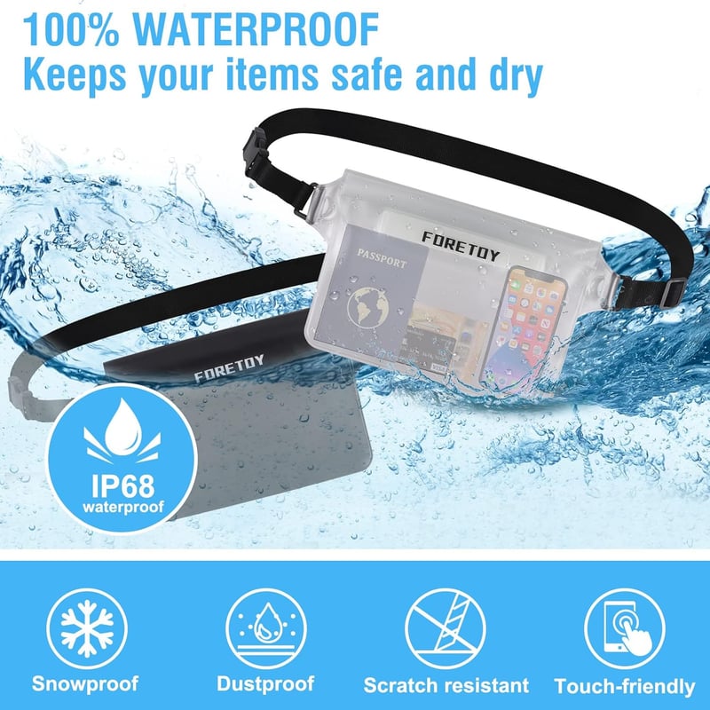 Wasserdichte Bauchtasche mit IP68 für Wassersport und Strand