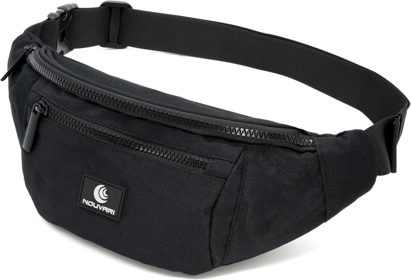 Schwarze wasserabweisende Bauchtasche für Herren und Damen, ideal für Festivals und Outdoor-Aktivitäten