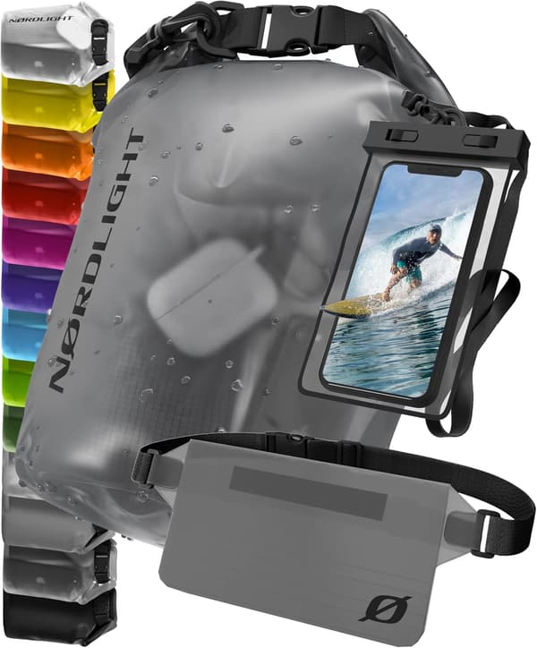 Wasserdichter Drybag mit Roll-Top für Schwimmen und Strand - 2l bis 30l