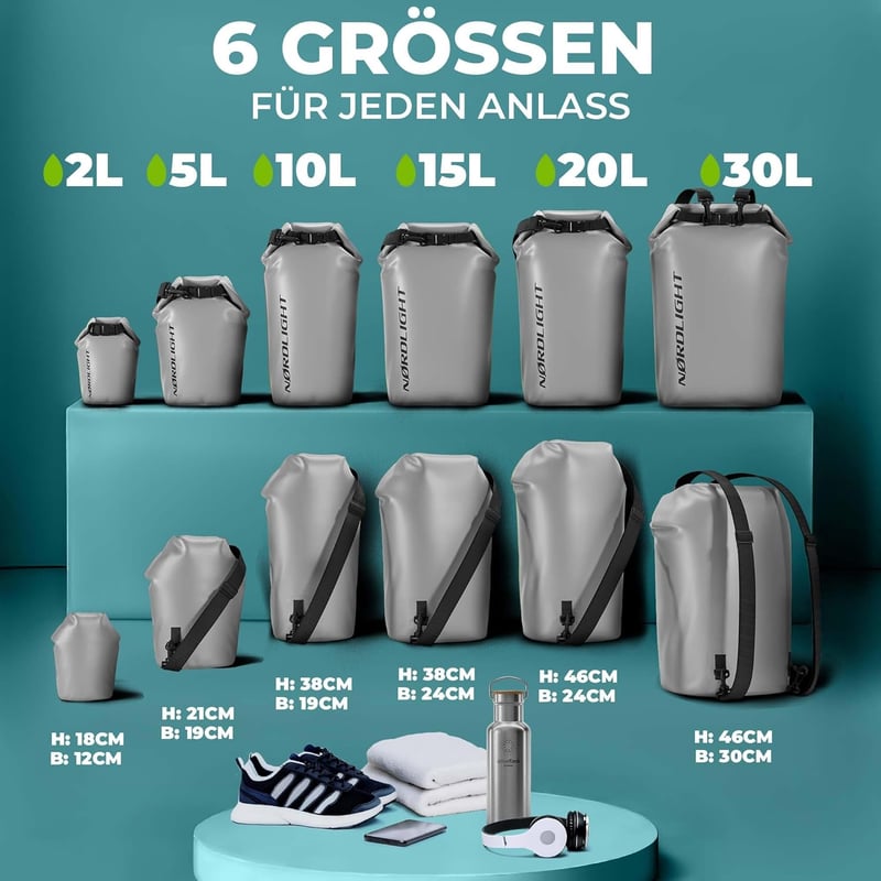 Wasserdichte Nordlight Dry Bag mit Roll-Top für Outdoor-Aktivitäten