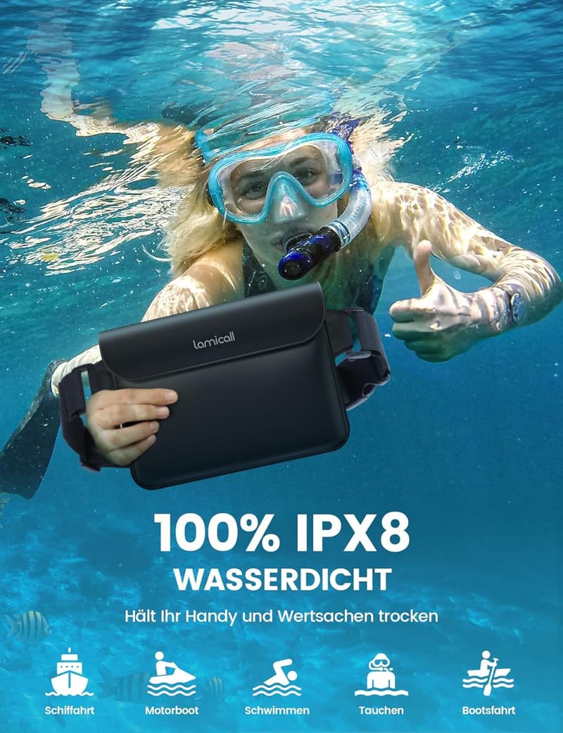Wasserdichte Bauchtasche für Wassersport - 2 Stück, IPX8