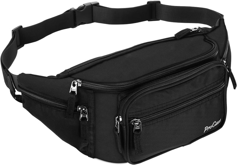 Wasserdichte Bauchtasche aus Nylon für Herren und Damen, 6 Fächer