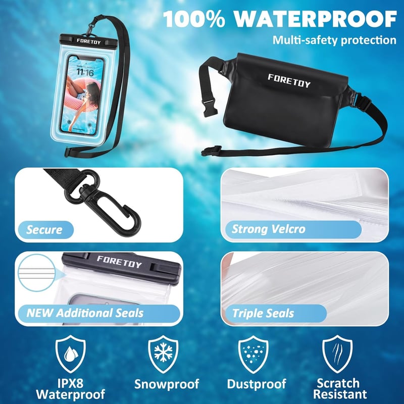 Wasserdichte Handyhülle IPX8 für Wassersport und Strand