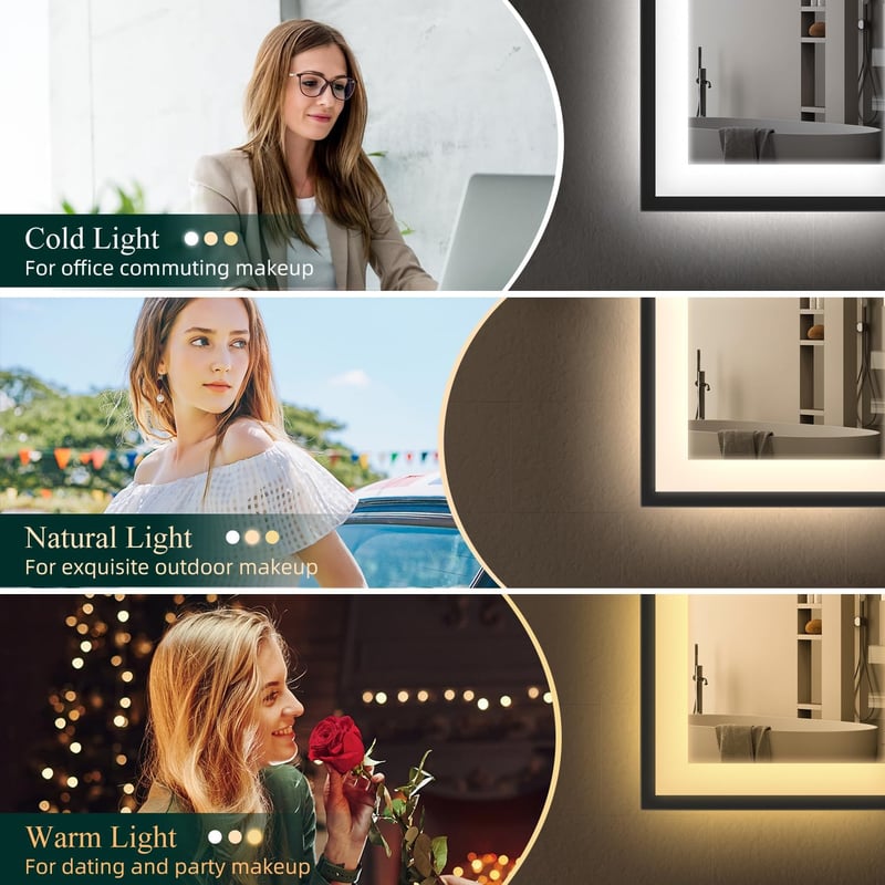 Beleuchteter Badspiegel mit Bluetooth 1000x700mm, IP44, dimmbar