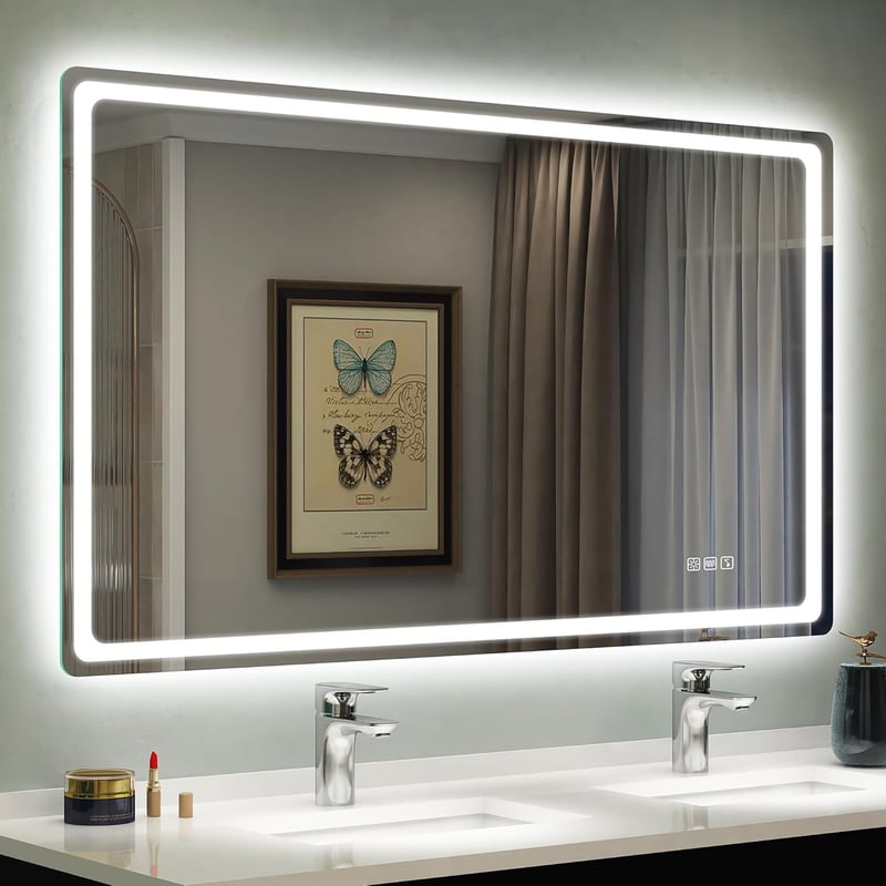 Beleuchteter LED-Badezimmerspiegel 120x70 cm mit Bluetooth und Dimmfunktion