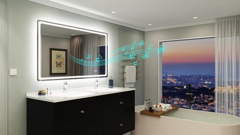 Beleuchteter LED-Badezimmerspiegel 120x70 cm mit Bluetooth und Dimmfunktion