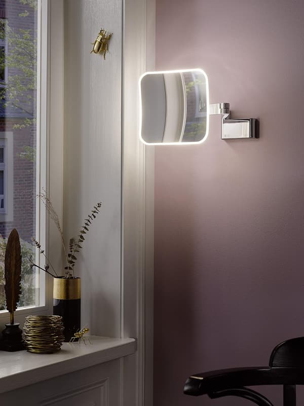 LED Kosmetikspiegel mit 5-facher Vergrößerung – dimmbar, wandmontierbar