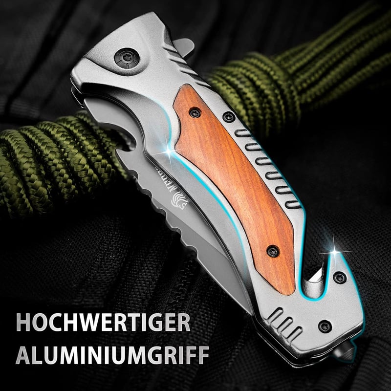 NedFoss DA169 Einhand-Klappmesser mit Gurtschneider und Flaschenöffner