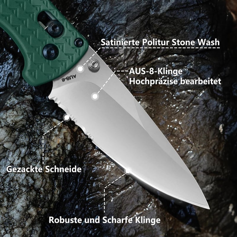 FLISSA EDC Taschenmesser, AUS-8 Edelstahl, Klappmesser für Outdoor-Aktivitäten