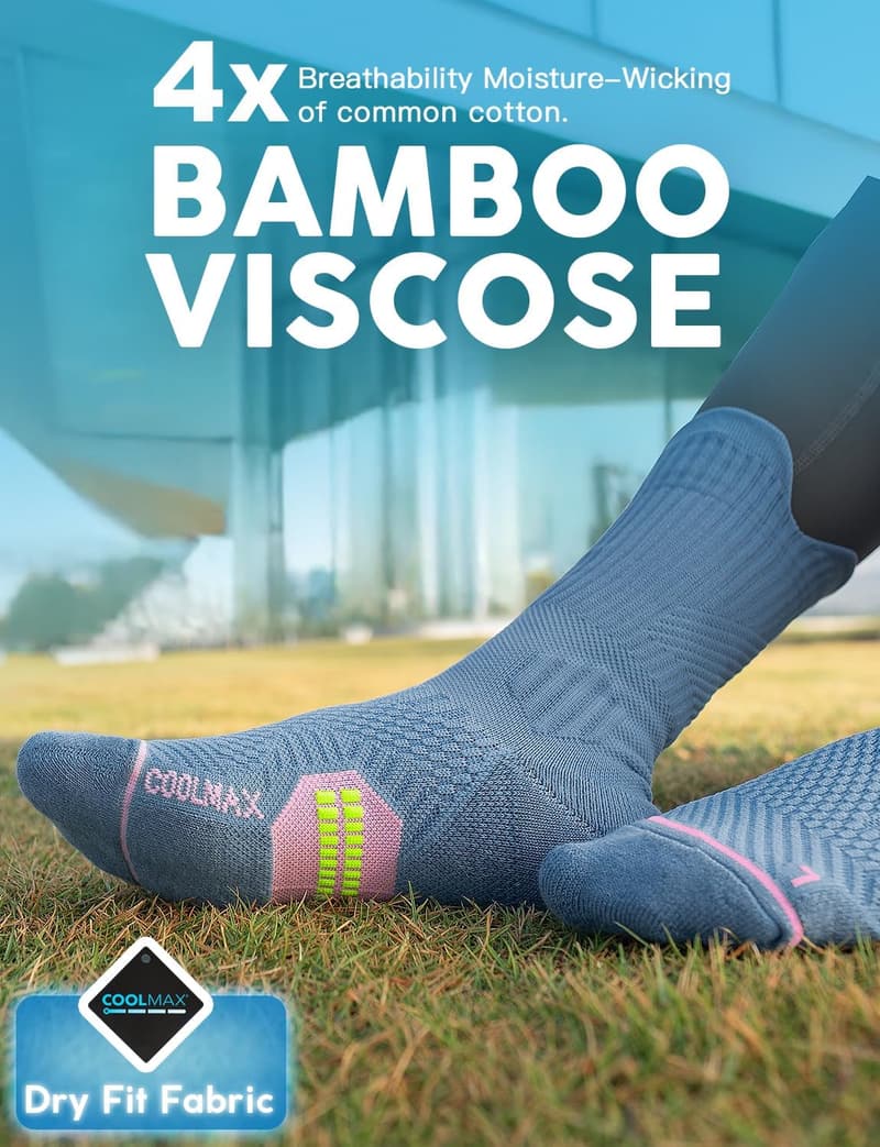 Bambus Kompressionslaufsocken für Sport und Wandern, atmungsaktiv und gepolstert