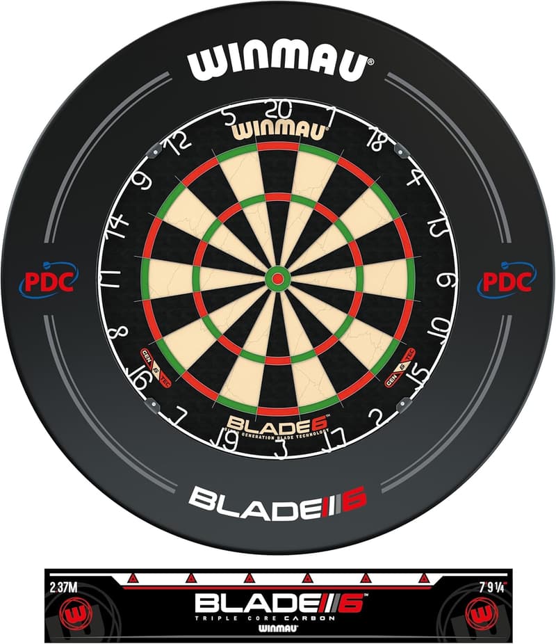 WINMAU Blade 6 Turnierdartscheibe mit PDC Surround und Oche Linie