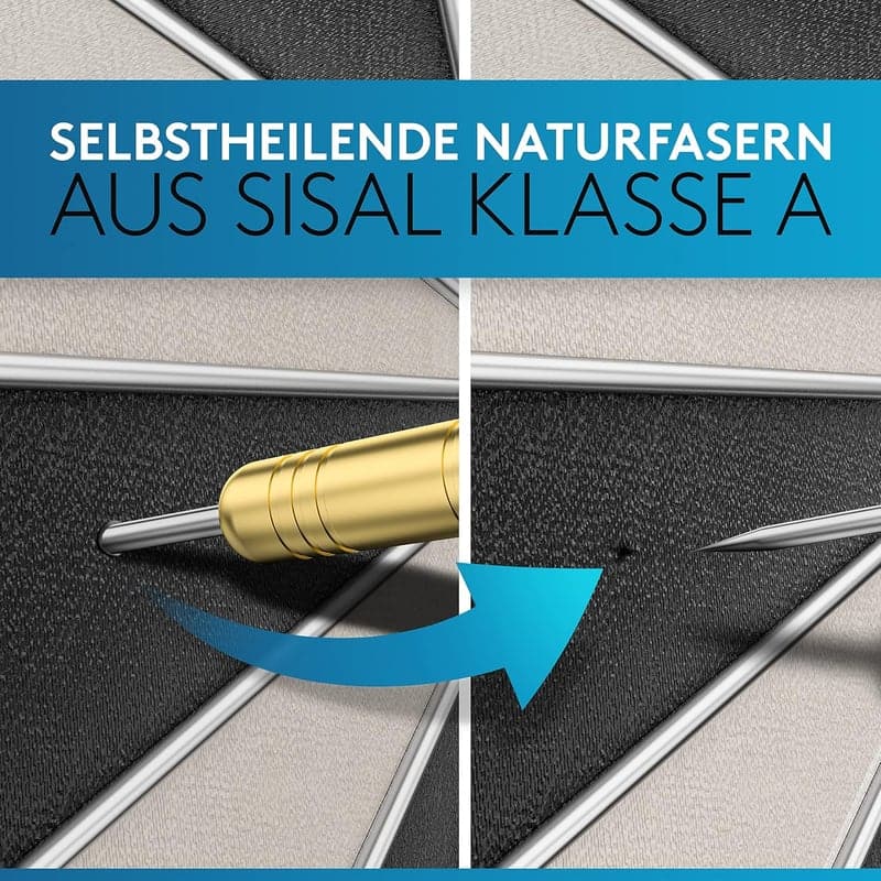 Profi Steeldartscheibe aus hochwertigem Sisal mit 6 Dartpfeilen
