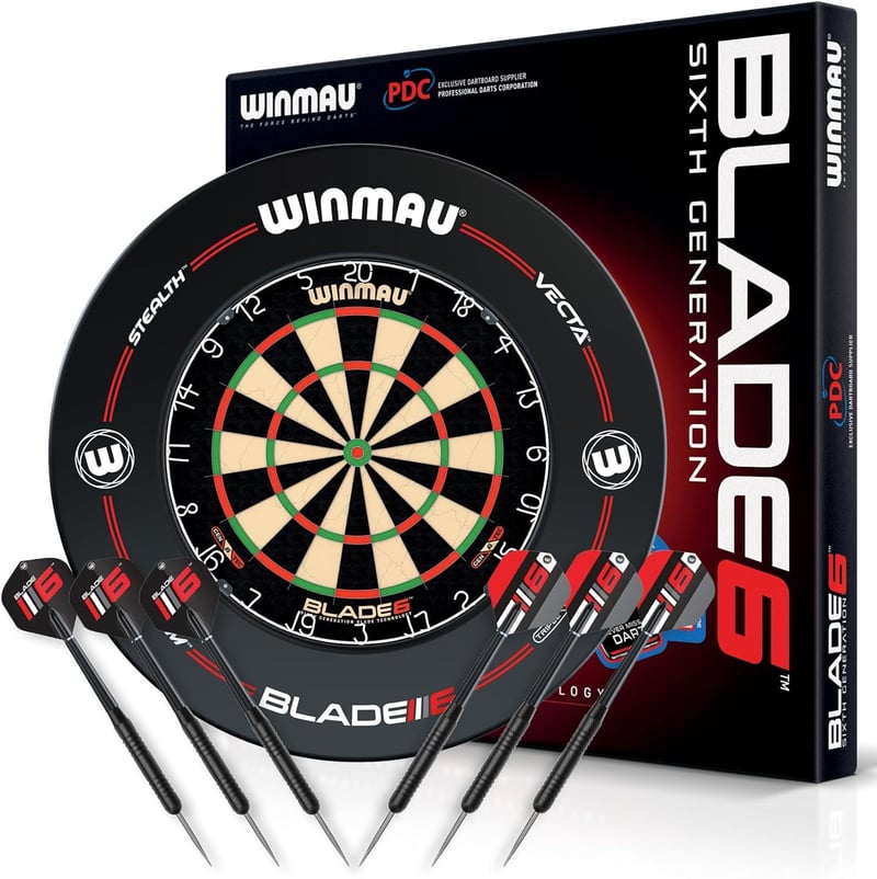 WINMAU Blade 6 Dartscheibe mit Surround und 2 Darts-Sätzen