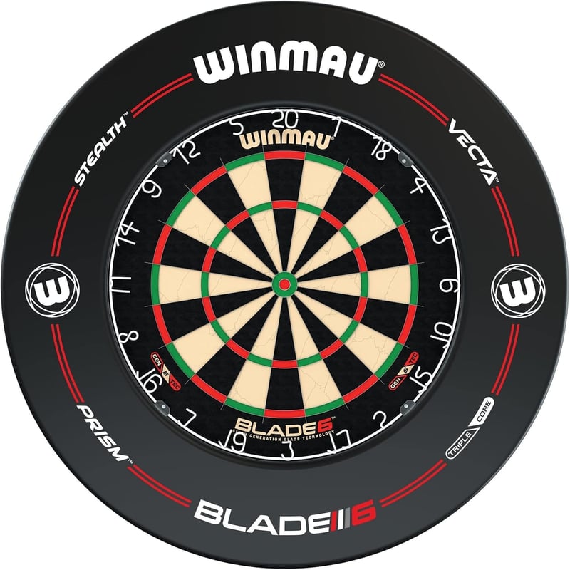 WINMAU Blade 6 Dartscheibe mit Surround und 2 Darts-Sätzen