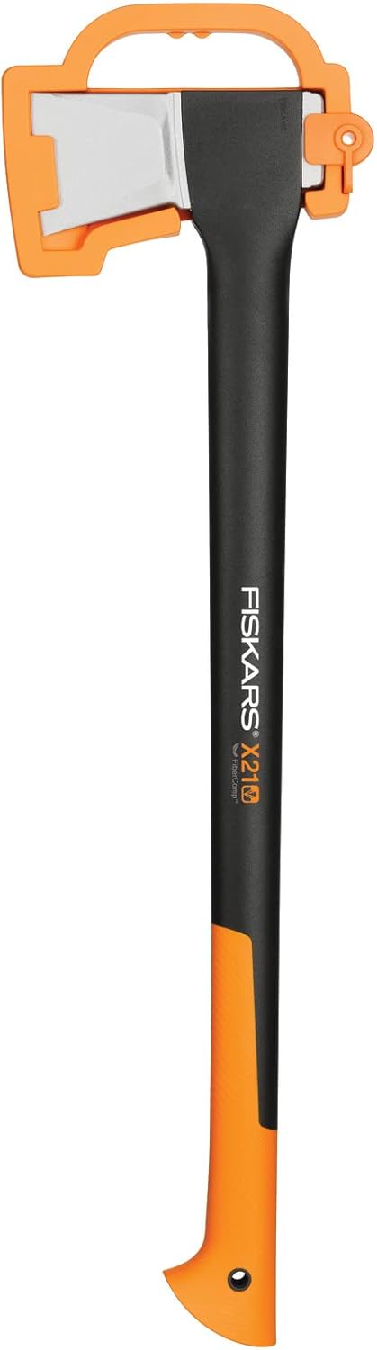 Fiskars Spaltaxt X21-L mit Schutz, 71 cm, antihaftbeschichtet, schwarz/orange