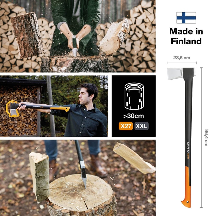 Fiskars Spaltaxt X27 mit Klingen- und Transportschutz, 96 cm