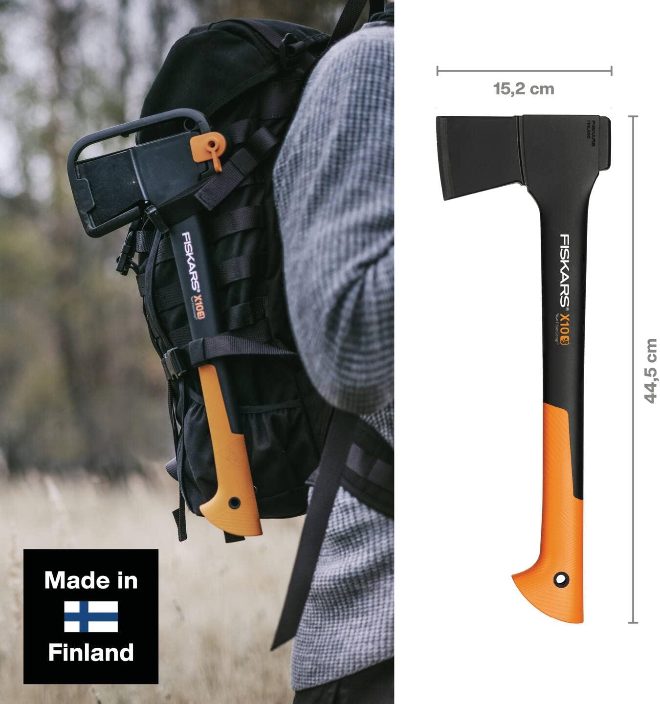 Fiskars Universalaxt X10-S mit Schutz und 44 cm Länge, Antihaftbeschichtung