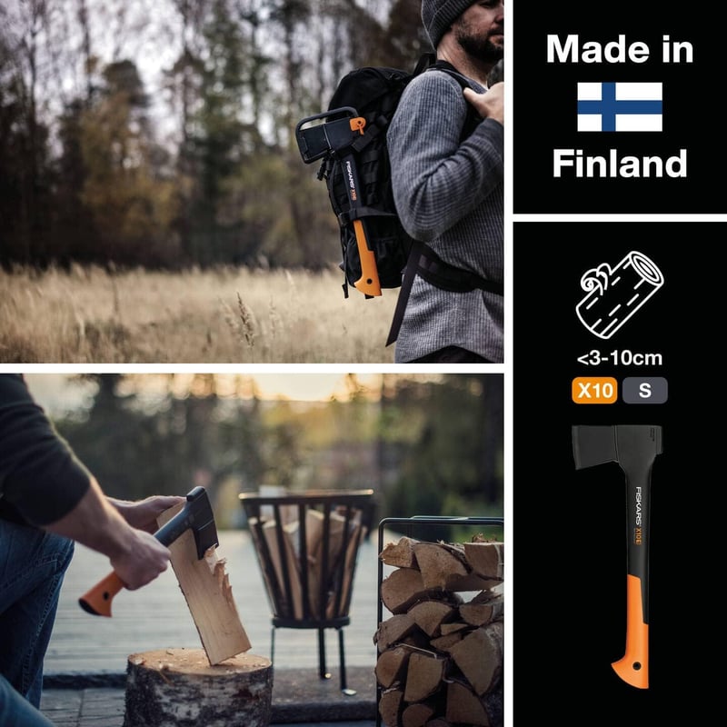 Fiskars Universalaxt X10-S mit Schutz und 44 cm Länge, Antihaftbeschichtung