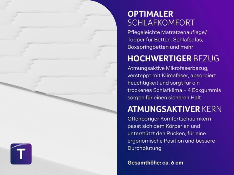 Öko-Tex zertifizierter orthopädischer Matratzentopper 120 x 200 cm