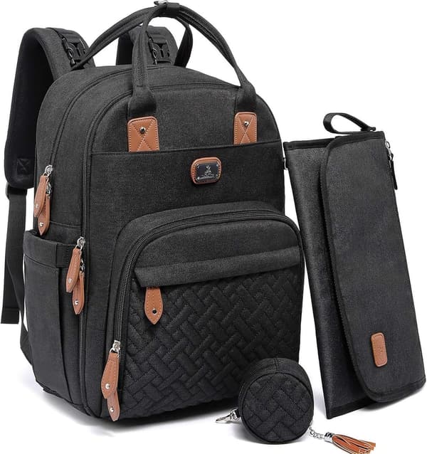 Multifunktionale Wickeltasche für Eltern mit Wickelauflage und Schnullerhalter