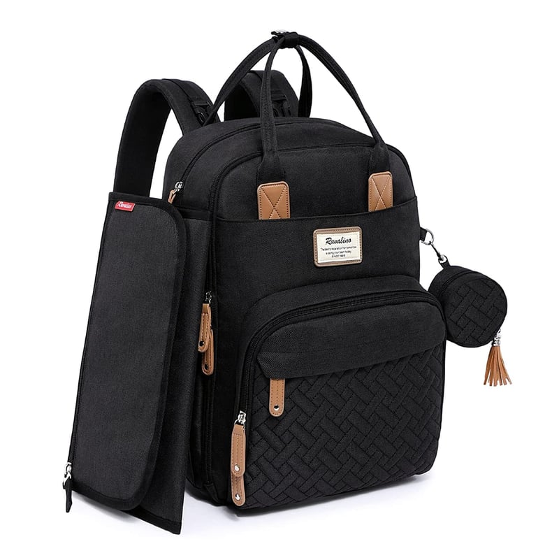 Multifunktionaler Baby Wickelrucksack mit Wickelauflage, Schwarz