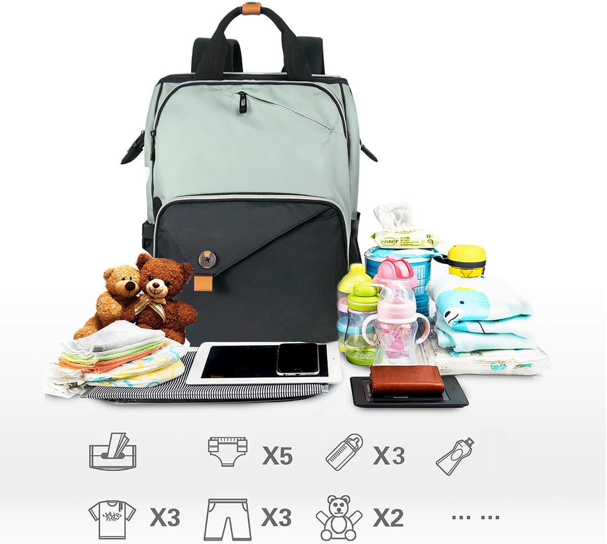 Multifunktionaler Wickelrucksack – Große, wasserdichte Babytasche für Reisen