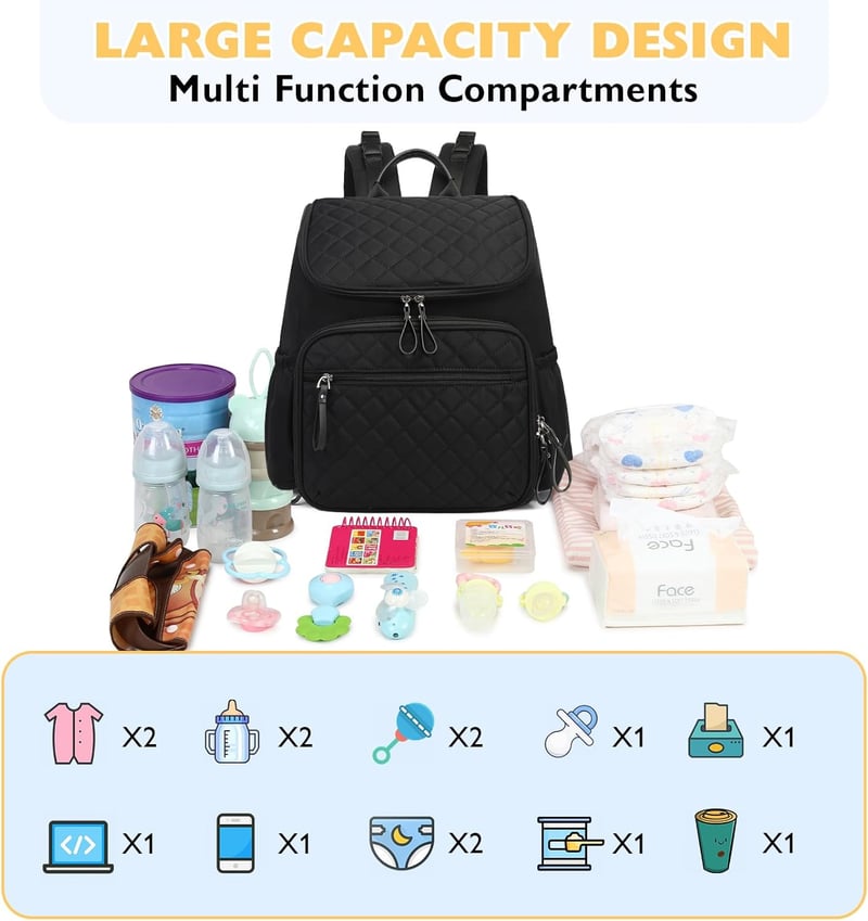 Multifunktionale Wickeltasche für Kinderwagen – Großer Wickelrucksack