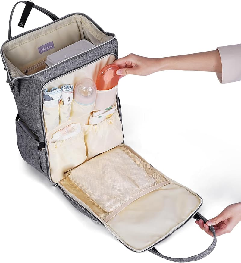 Baby Wickelrucksack mit großem Fassungsvermögen und tragbarem Wickelunterlage für Eltern