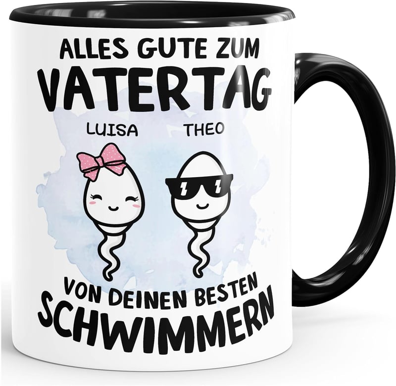 Personalisierte Tasse für Papa zum Vatertag mit Namen der Kinder