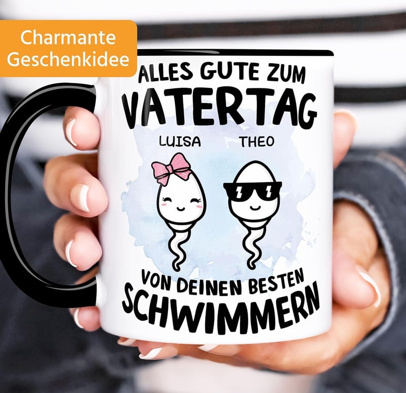 Personalisierte Tasse für Papa zum Vatertag mit Namen der Kinder