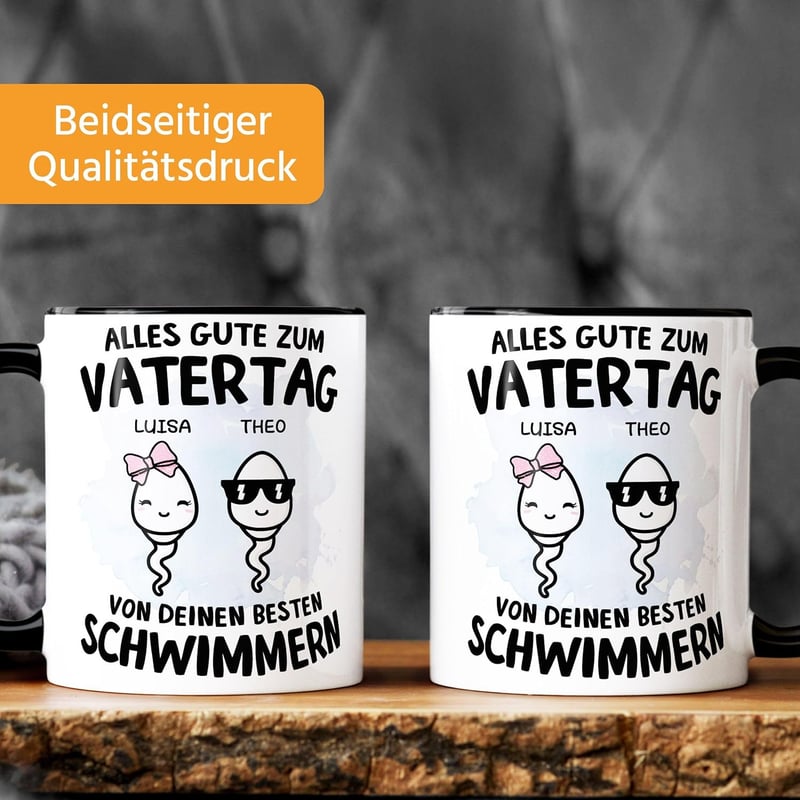 Personalisierte Tasse für Papa zum Vatertag mit Namen der Kinder