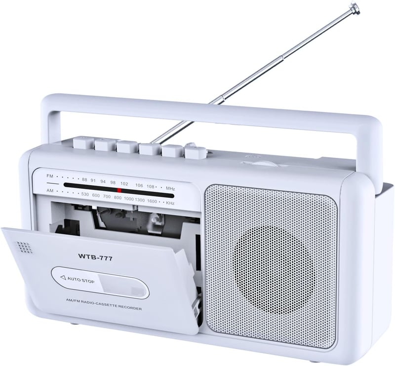 Tragbarer Vintage Kassettenspieler mit Bluetooth und USB