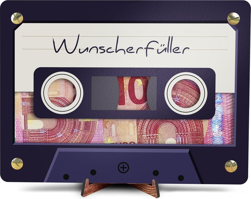 XL Geldgeschenk Kassettenrekorder aus Holz für 80er Jahre Party