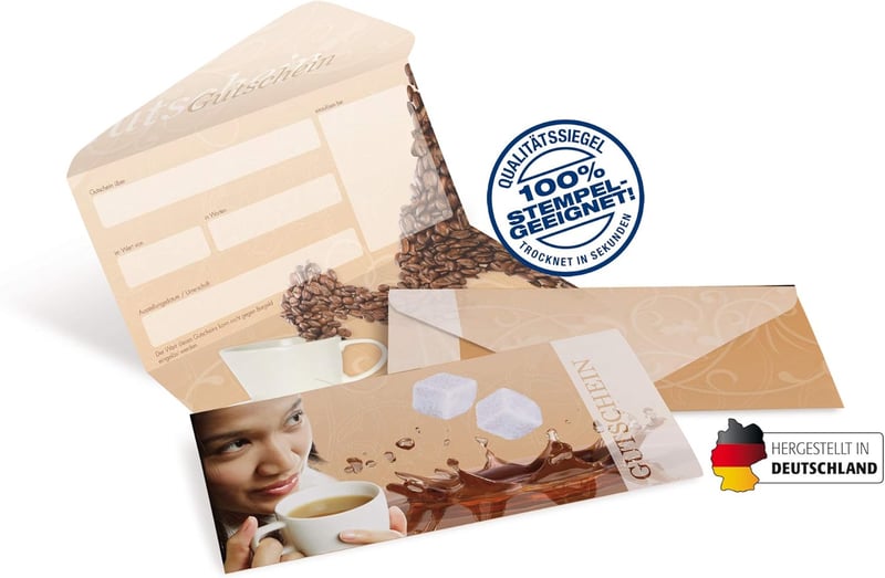 Geschenkgutscheine für Café und Bäckerei - 10 Stück mit Umschlägen