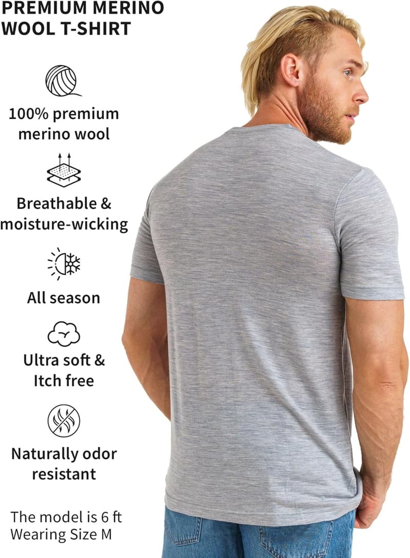 Premium Merino Kurzarmshirt für Männer – 100% Merino Sportunterwäsche
