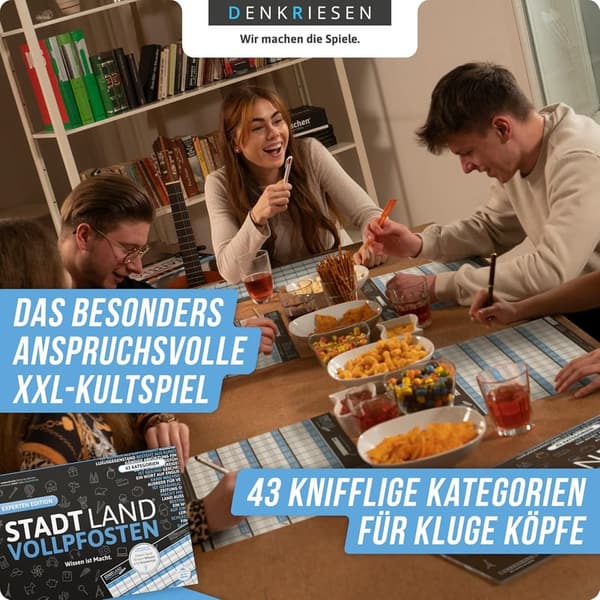 DENKRIESEN Stadt Land VOLLPFOSTEN® - Experten Edition A3 - Partyspiel für Familien